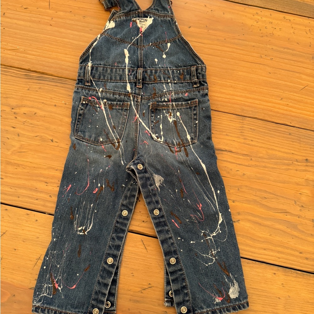 Custom overalls hand painted for 2 year old birthday party. Worn for pics only.